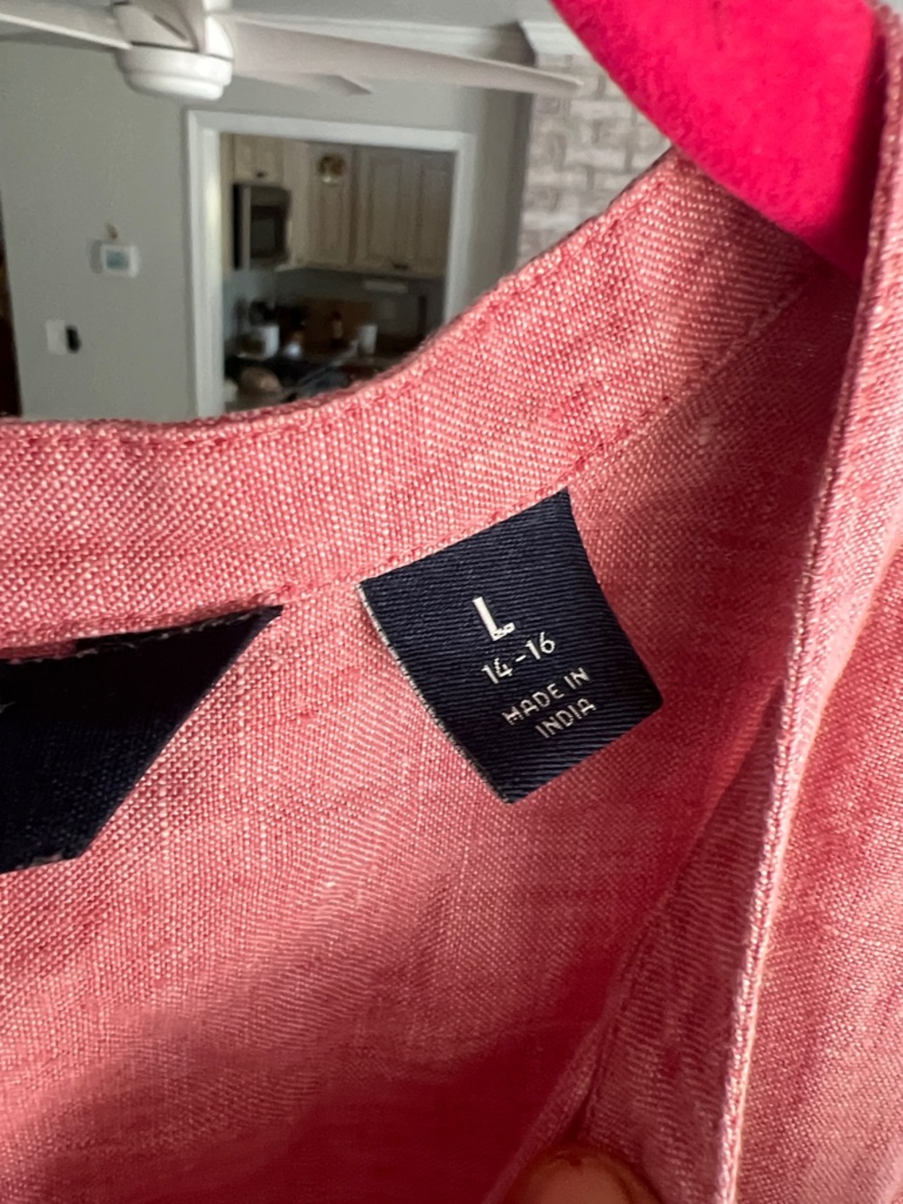 Lands' End Women’s Long-Sleeve Button-Down Tunic - Coral Redish  Pink - Picture 4 of 10
